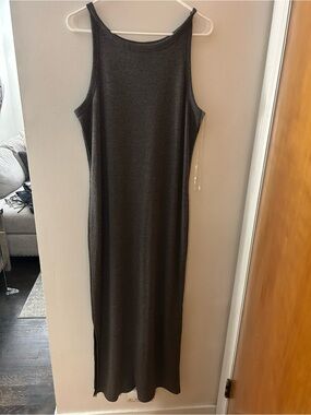 a new day Sleeveless Ribbed Maxi Dress in Charcoal